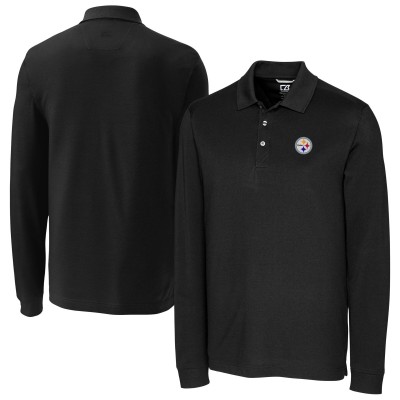 Pittsburgh Steelers Cutter & Buck Black Advantage Eco Pique DryTec Tri-Blend Polo
