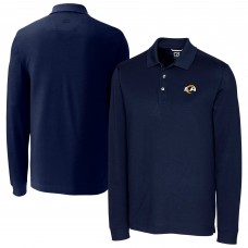 Los Angeles Rams Cutter & Buck Advantage Tri-Blend Pique Long Sleeve Polo - Navy