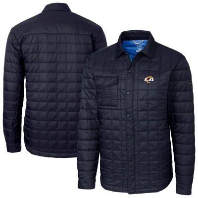 Los Angeles Rams Cutter & Buck Rainier PrimaLoft Eco Insulated Quilted Full-Snap Shacket - Navy