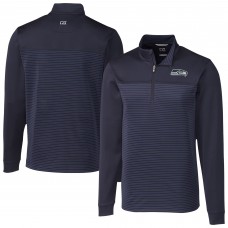Seattle Seahawks Cutter & Buck Navy Traverse Stripe Stretch DryTec Quarter-Zip Top