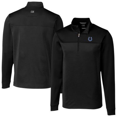 Indianapolis Colts Cutter & Buck Black Traverse Stripe Stretch DryTec Quarter-Zip Top