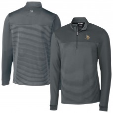 Minnesota Vikings Cutter & Buck Traverse Stripe Stretch DryTec Quarter-Zip Top - Gray