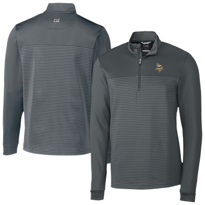 Minnesota Vikings Cutter & Buck Traverse Stripe Stretch DryTec Quarter-Zip Top - Gray