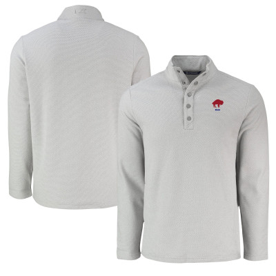 Свитшот Buffalo Bills Cutter & Buck Gray Hunts Point Eco Textured Fleece Recycled Half-Snap