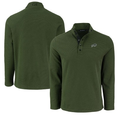 Кофта Buffalo Bills Cutter & Buck Green Hunts Point Eco Textured Fleece Recycled Half-Snap