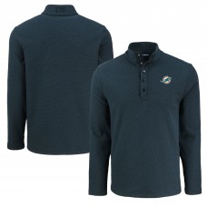 Miami Dolphins Cutter & Buck Black Hunts Point Eco Textured Fleece Recycled Half-Snap Sweatshirt