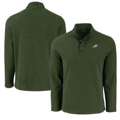 Кофта на кнопках Philadelphia Eagles Cutter & Buck Hunts Point Eco Textured Fleece Recycled - Green