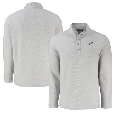 Кофта на кнопках Philadelphia Eagles Cutter & Buck Hunts Point Eco Textured Fleece Recycled - Gray