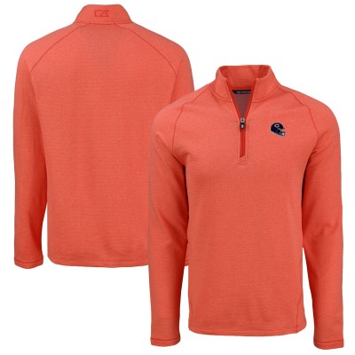 Кофта на короткой молнии Chicago Bears Cutter & Buck Heather Orange Peshastin Eco Fleece Tri-Blend Raglan Recycled