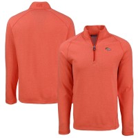 Кофта на короткой молнии Denver Broncos Cutter & Buck Heather Orange Peshastin Eco Fleece Tri-Blend Raglan Recycled