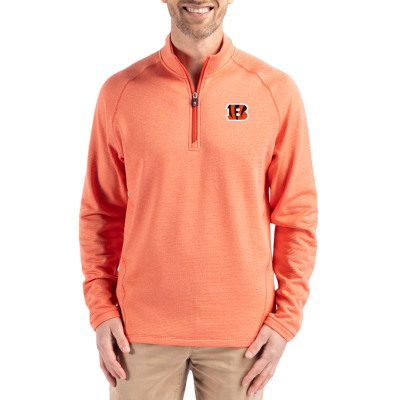 Куртка Cincinnati Bengals Cutter & Buck Heather Orange Peshastin Eco Fleece Tri-Blend Raglan Recycled Quarter-Zip