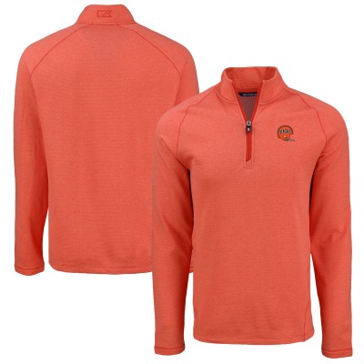 Cincinnati Bengals Cutter & Buck Heather Orange Peshastin Eco Fleece Tri-Blend Raglan Recycled Quarter-Zip Jacket