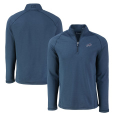 Куртка Buffalo Bills Cutter & Buck Heather Navy Peshastin Eco Fleece Tri-Blend Raglan Recycled Quarter-Zip Куртка Buffalo Bills Cutter & Buck Heather Navy Peshastin Eco Fleece Tri-Blend Raglan Recycled Quarter-Zip