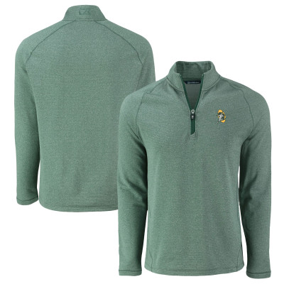 Кофта на короткой молнии Green Bay Packers Cutter & Buck Heather Green Peshastin Eco Fleece Tri-Blend Raglan Recycled