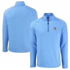 Los Angeles Chargers Cutter & Buck Heather Powder Blue Peshastin Eco Fleece Tri-Blend Raglan Recycled Quarter-Zip Jacket
