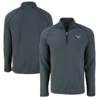 Philadelphia Eagles Cutter & Buck Peshastin Eco Fleece Tri-Blend Raglan Recycled Quarter-Zip Jacket -  Heather Black