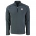 Pittsburgh Steelers Cutter & Buck Heather Black Peshastin Eco Fleece Tri-Blend Raglan Recycled Quarter-Zip Jacket