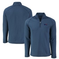 Philadelphia Eagles Cutter & Buck Peshastin Eco Fleece Tri-Blend Raglan Recycled Quarter-Zip Jacket -  Heather Navy