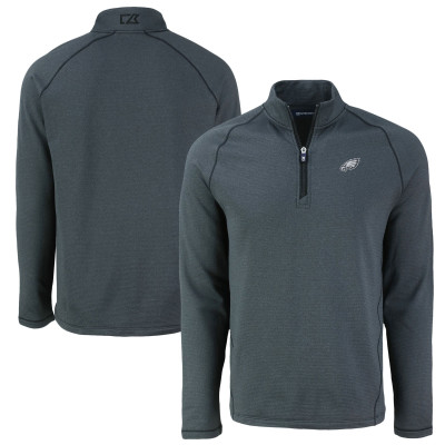 Кофта на короткой молнии Philadelphia Eagles Cutter & Buck Peshastin Eco Fleece Tri-Blend Raglan Recycled -  Heather Black