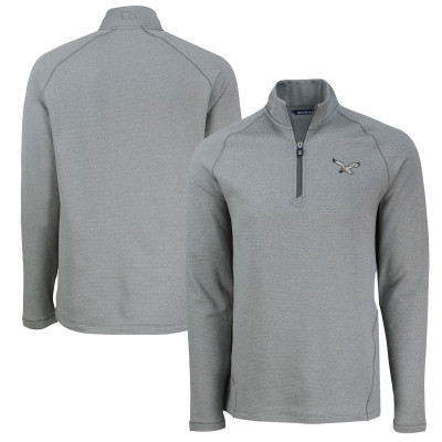 Кофта на короткой молнии Philadelphia Eagles Cutter & Buck Peshastin Eco Fleece Tri-Blend Raglan Recycled -  Heather Gray