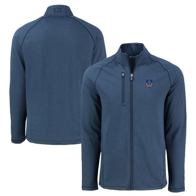 Indianapolis Colts Cutter & Buck Heather Navy Peshastin Eco Fleece Recycled Raglan Tri-Blend Full-Zip Jacket