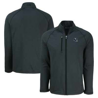 New York Giants Cutter & Buck Heather Black Peshastin Eco Fleece Recycled Raglan Tri-Blend Full-Zip Jacket
