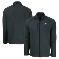 Philadelphia Eagles Cutter & Buck Peshastin Eco Fleece Recycled Raglan Tri-Blend Full-Zip Jacket -  Heather Black