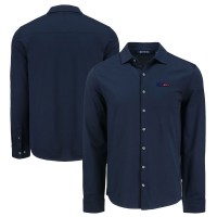 Pittsburgh Steelers Cutter & Buck Navy Knitted Advantage Tri-Blend Eco Soft Pique Long Sleeve Button-Up Shirt