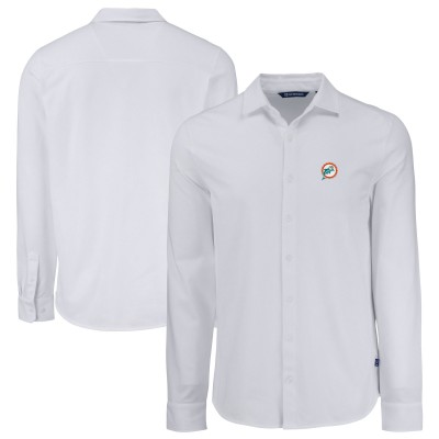 Рубашка Miami Dolphins Cutter & Buck White Knitted Advantage Tri-Blend Eco Soft Pique