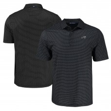 Carolina Panthers Cutter & Buck Black Pike Eco Shadow Check Print Recycled Polo