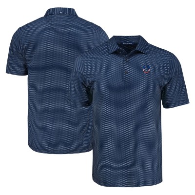 Indianapolis Colts Cutter & Buck Navy Pike Eco Shadow Check Print Recycled Polo