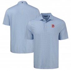 Denver Broncos Cutter & Buck Blue Pike Eco Diamond Dot Print Polo