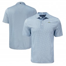 Los Angeles Chargers Cutter & Buck Blue Pike Eco Diamond Dot Print Polo