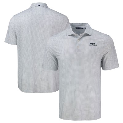 Seattle Seahawks Cutter & Buck Gray Pike Eco Diamond Dot Print Polo