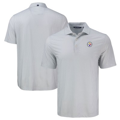 Pittsburgh Steelers Cutter & Buck Gray Pike Eco Diamond Dot Print Polo