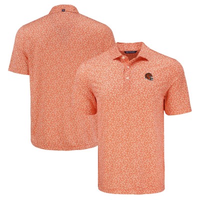 Cincinnati Bengals Cutter & Buck Orange Pike Eco Flora Print Polo