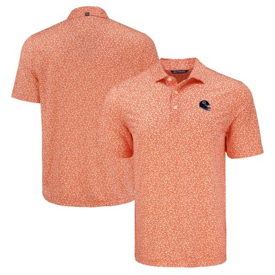 Chicago Bears Cutter & Buck Orange Pike Eco Flora Print Polo