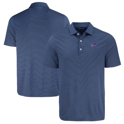 Buffalo Bills Cutter & Buck Navy Forge Eco Fine Line Stripe Polo