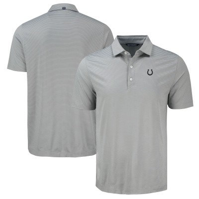 Indianapolis Colts Cutter & Buck Gray Forge Eco Fine Line Stripe Polo
