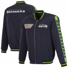 Seattle Seahawks JH Design Navy Nylon Bomber Full-Zip Jacket