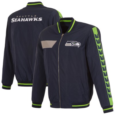 Seattle Seahawks JH Design Navy Nylon Bomber Full-Zip Jacket
