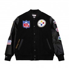 Pittsburgh Steelers Mitchell & Ness Black Blackout Collection Vintage Logo Full-Snap Varsity Jacket