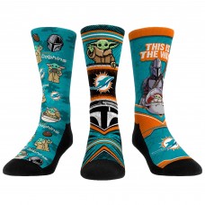 Unisex Miami Dolphins Rock Em Socks 3-Pack Mandalorian Crew Socks