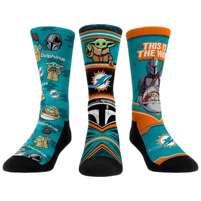 Unisex Miami Dolphins Rock Em Socks 3-Pack Mandalorian Crew Socks