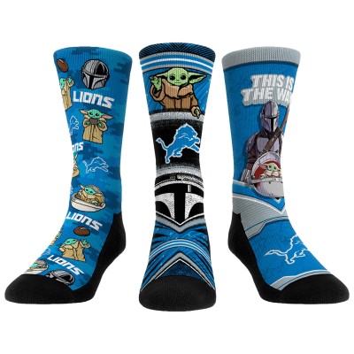 Unisex Detroit Lions Rock Em Socks 3-Pack Mandalorian Crew Socks