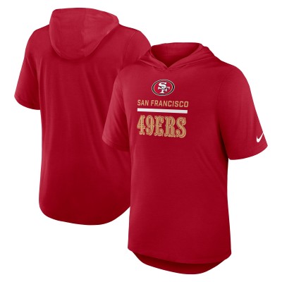 San Francisco 49ers Nike Scarlet Lockup Tri-Blend Hoodie T-Shirt