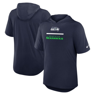 Seattle Seahawks Nike College Navy Lockup Tri-Blend Hoodie T-Shirt