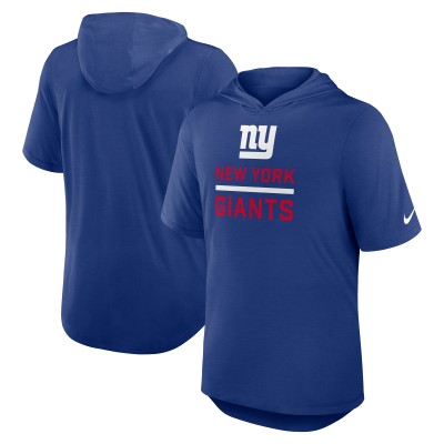 New York Giants Nike Royal Lockup Tri-Blend Hoodie T-Shirt