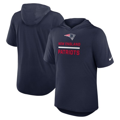 New England Patriots Nike Navy Lockup Tri-Blend Hoodie T-Shirt