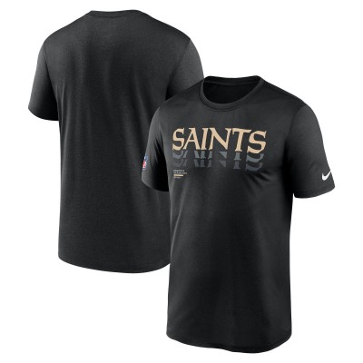 Футболка New Orleans Saints Nike Black Wordmark Block Sideline Legend Performance